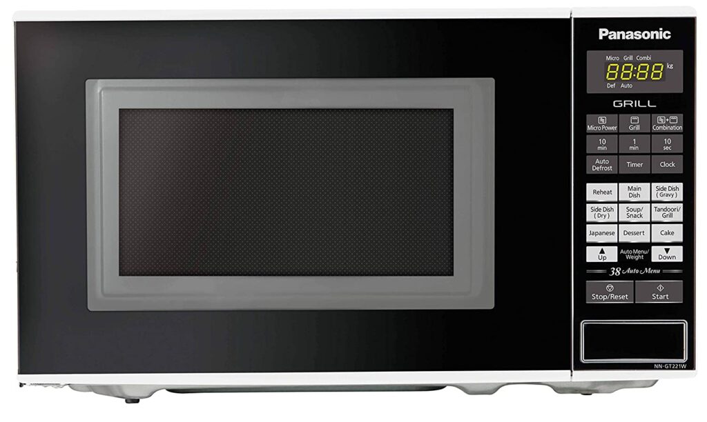 Panasonic 20L Grill Microwave Oven(NN-GT221WFDG,White, 38 Auto Cook Menus ) with Starter Kit