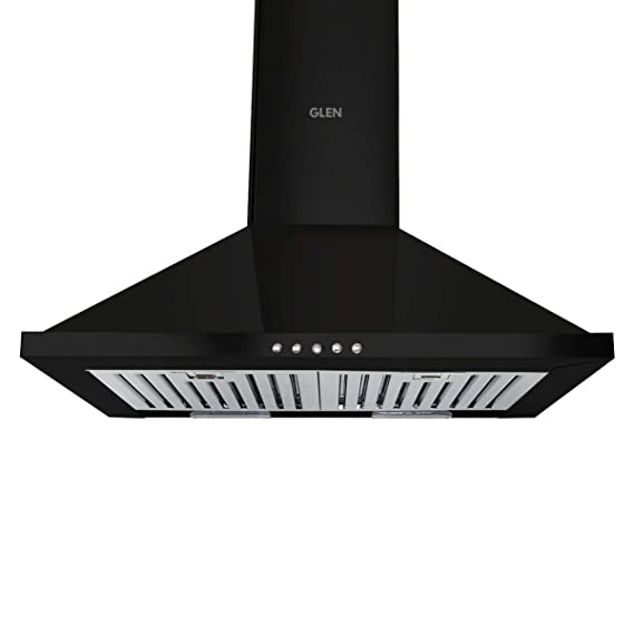 Glen 60cm 1000 m³/h Pyramid Kitchen Chimney (6050 Junior, Push Button Control with 2 Baffle Filter, Silver